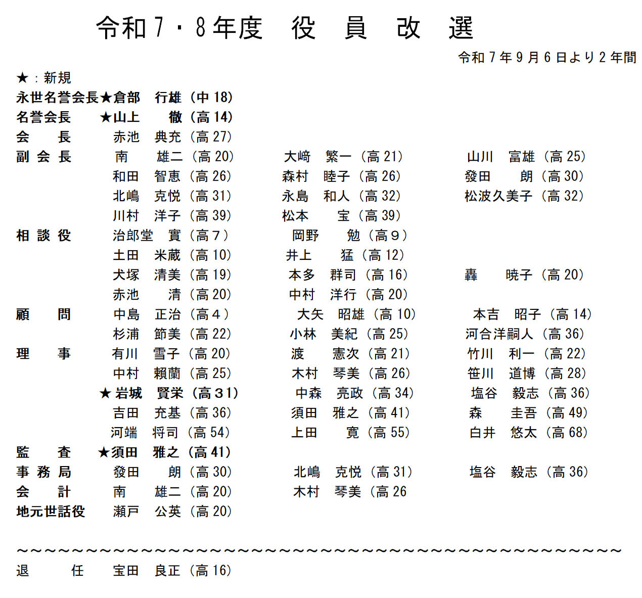 令和7・8年度役員改選